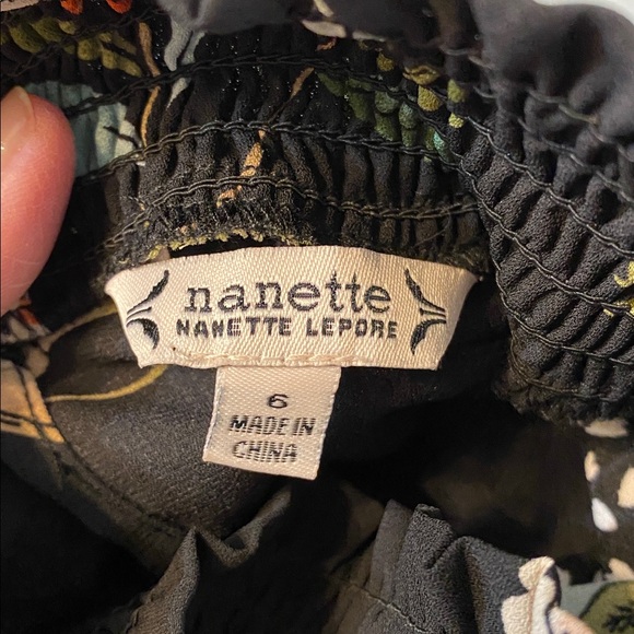 NWT Nanette Lepore Nigh Neck Black Floral Midi Dress Size 6 - Picture 3 of 8